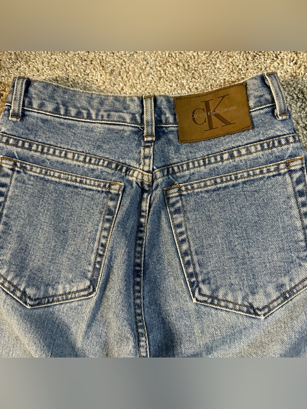Vtg 90s Calvin Klein High Waisted Tapered Mom Jeans Made in USA Light Wash Sz 10